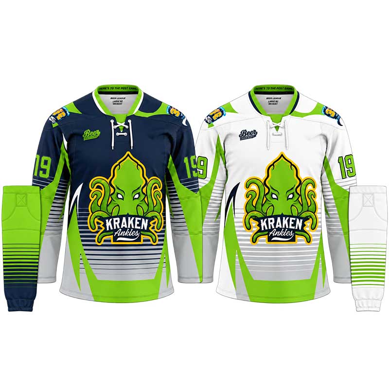 Kraken Ankles home and away hockey jersey set