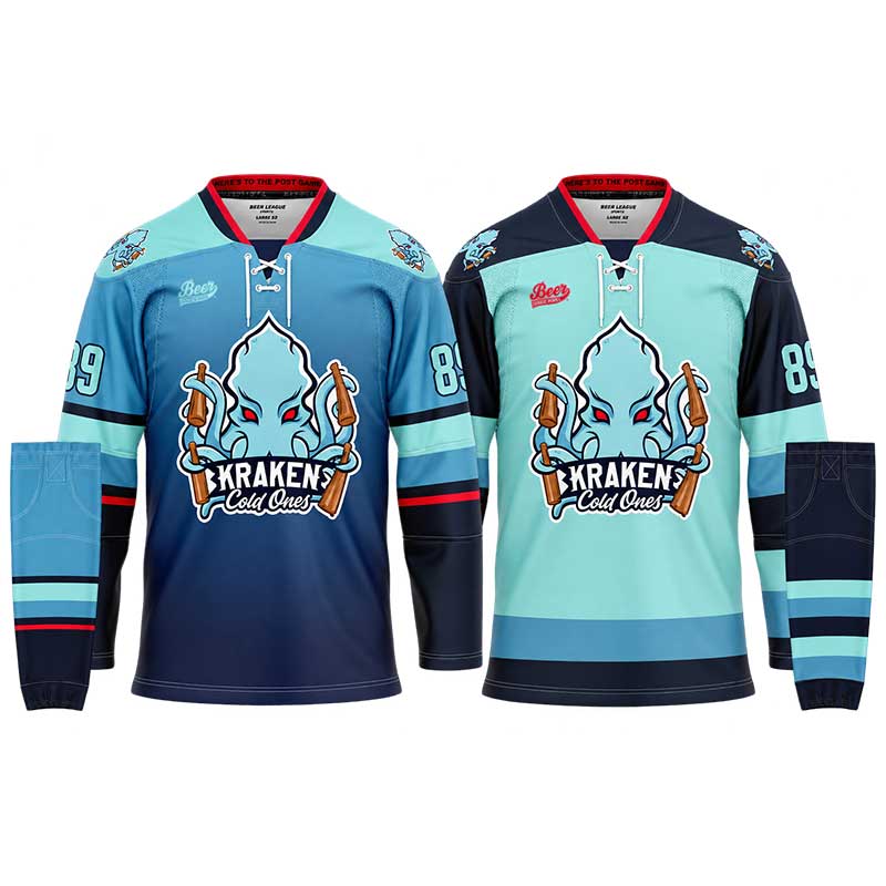 Kraken Cold Ones home and away hockey jersey set