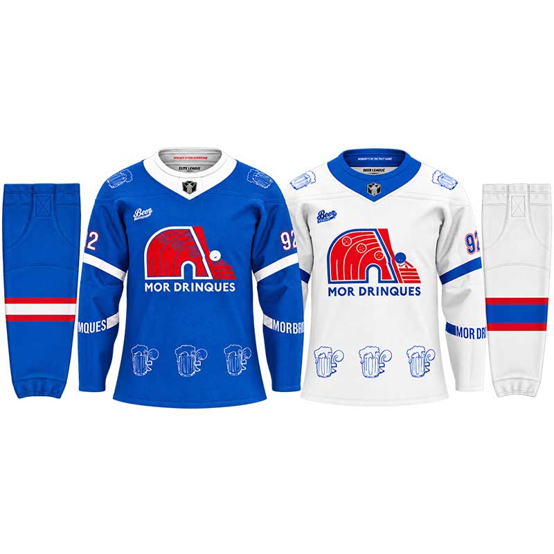 Mor Drinques home and away hockey jersey set